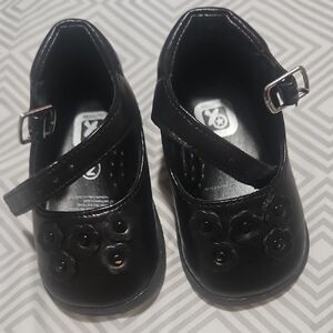 Black Kids Shoes with Floral Design